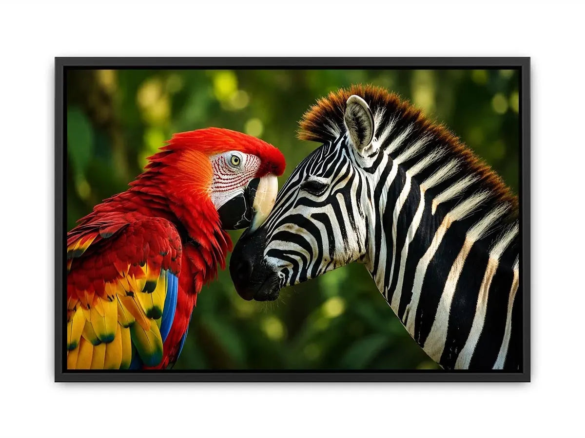 Parrot & Zebra Canvas Print