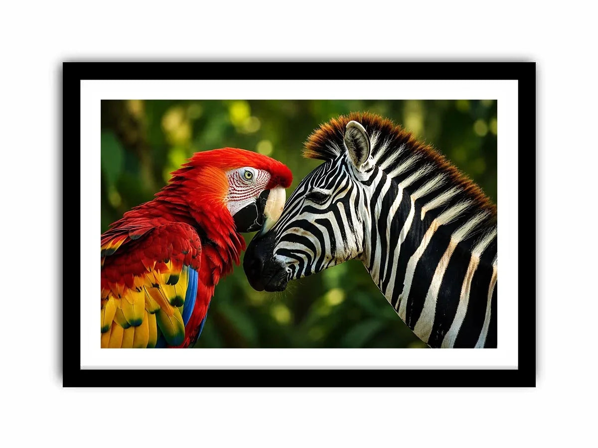 Parrot & Zebra Canvas Print