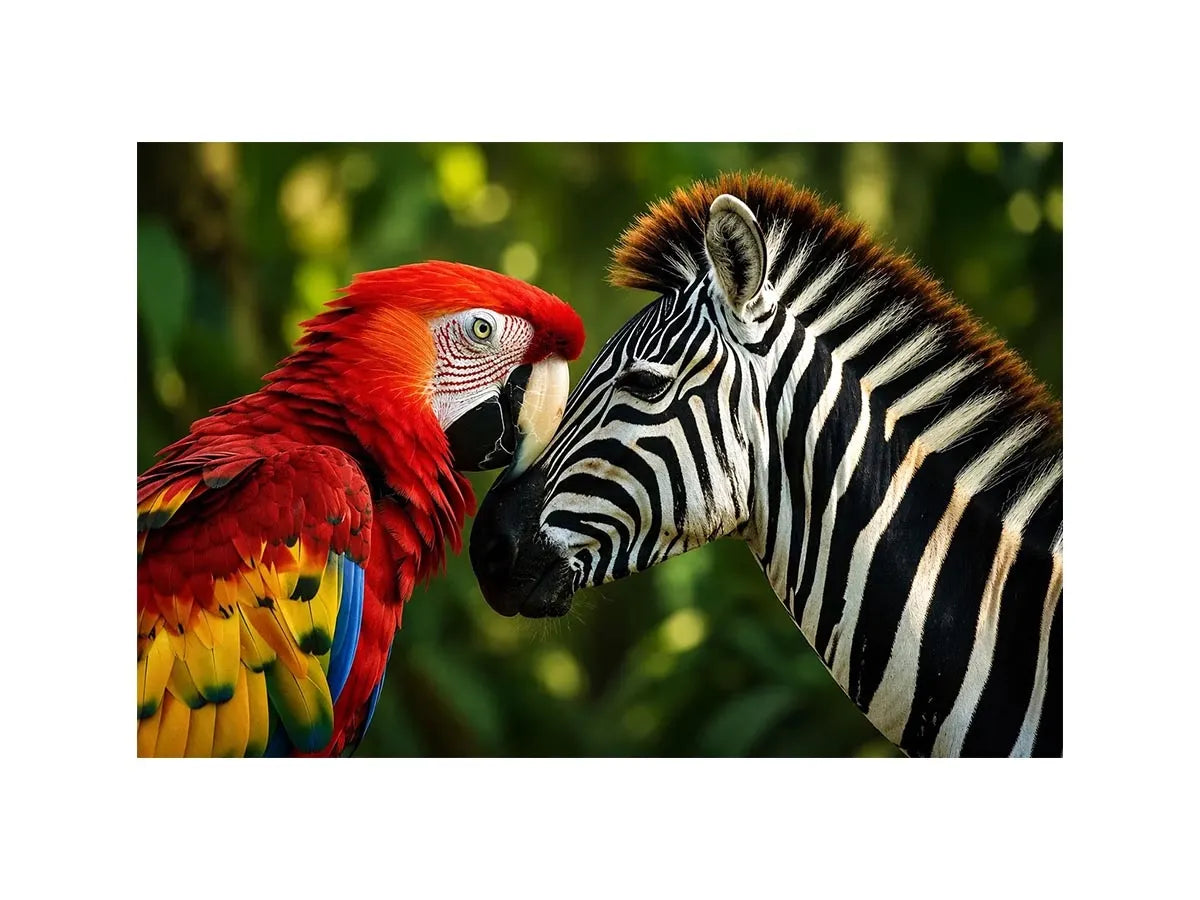 Parrot & Zebra Canvas Print