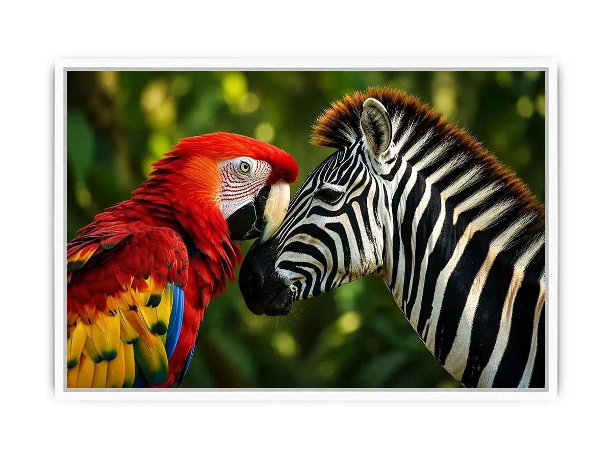 Parrot & Zebra Canvas Print