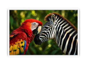 Parrot & Zebra Canvas Print