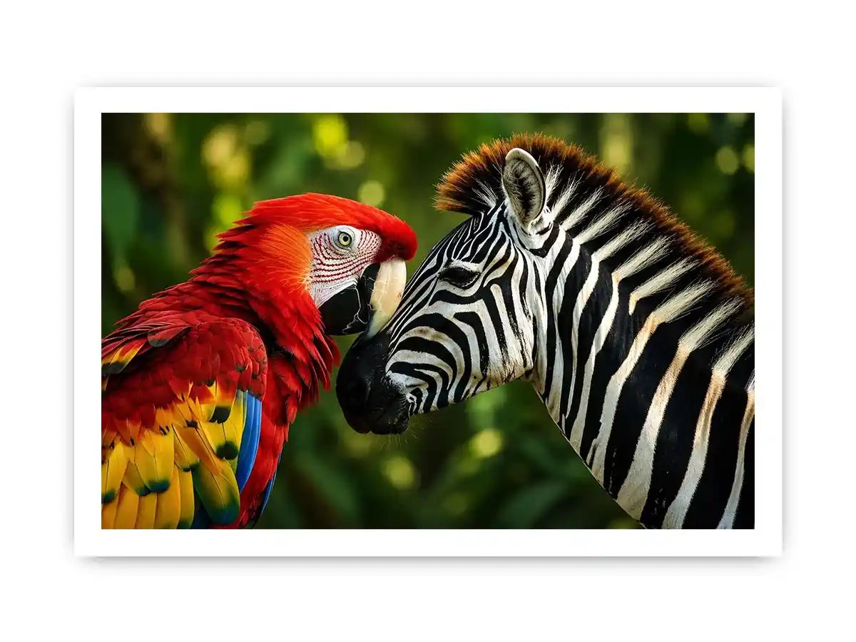 Parrot & Zebra Canvas Print
