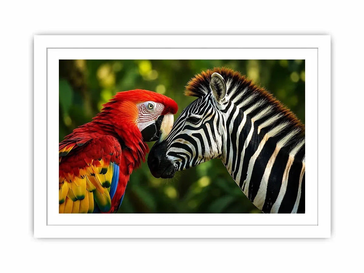 Parrot & Zebra Canvas Print