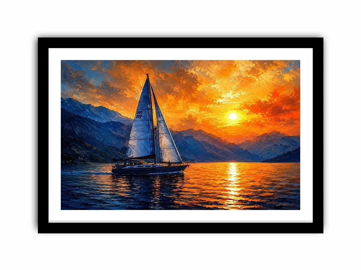 Sailing Ship in Sunset Canvas Print