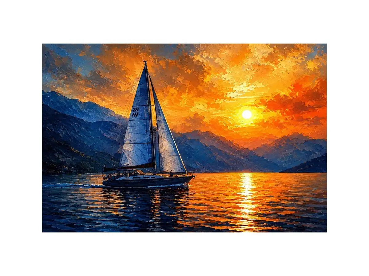 Sailing Ship in Sunset Canvas Print
