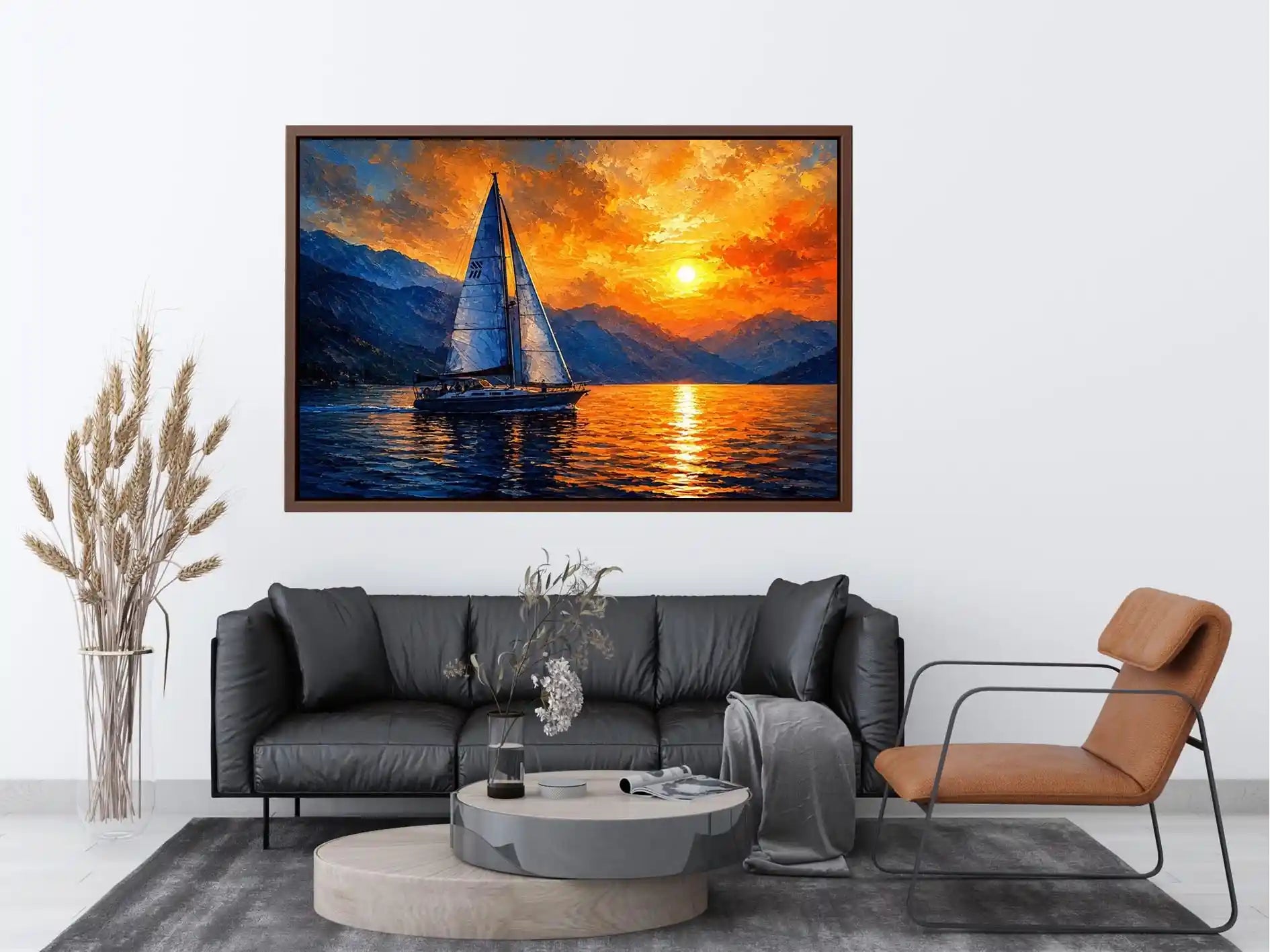 Sailing Ship in Sunset Canvas Print