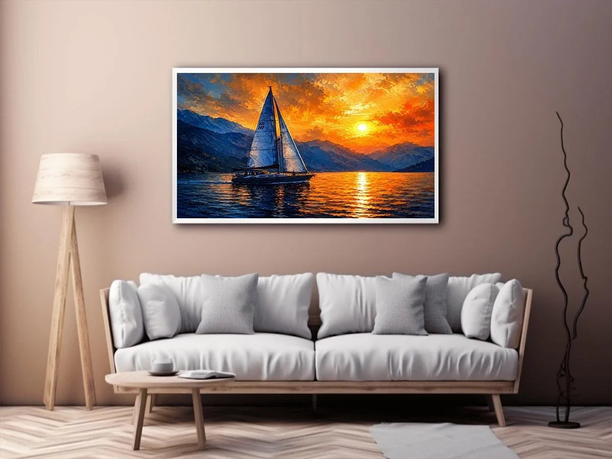 Sailing Ship in Sunset Canvas Print