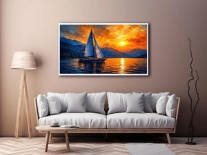 Sailing Ship in Sunset Canvas Print