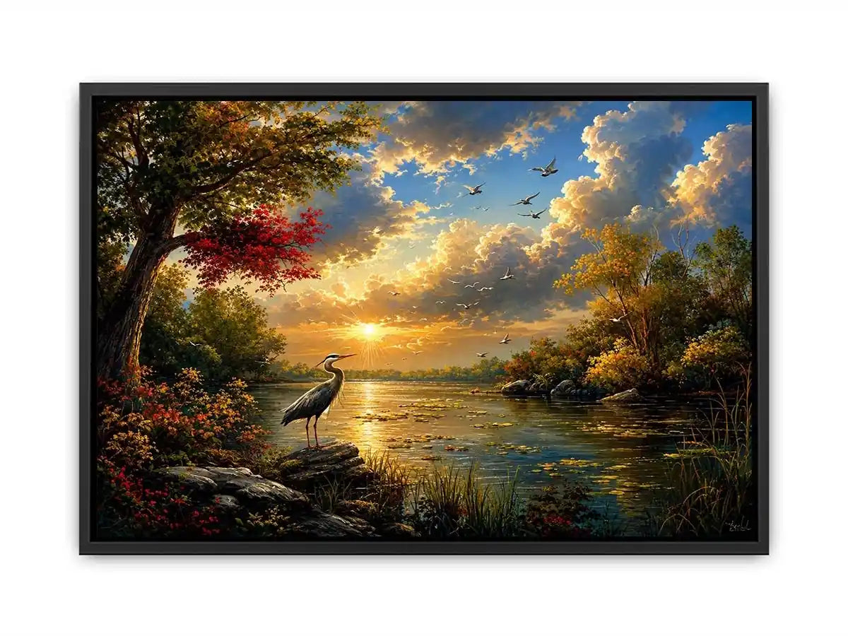 River Landscape Swan Canvas Print