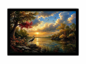 River Landscape Swan Canvas Print