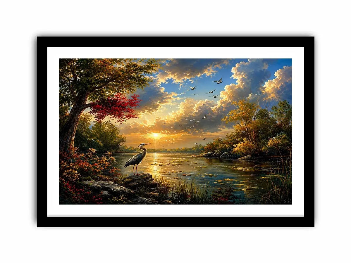 River Landscape Swan Canvas Print