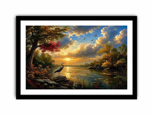 River Landscape Swan Canvas Print