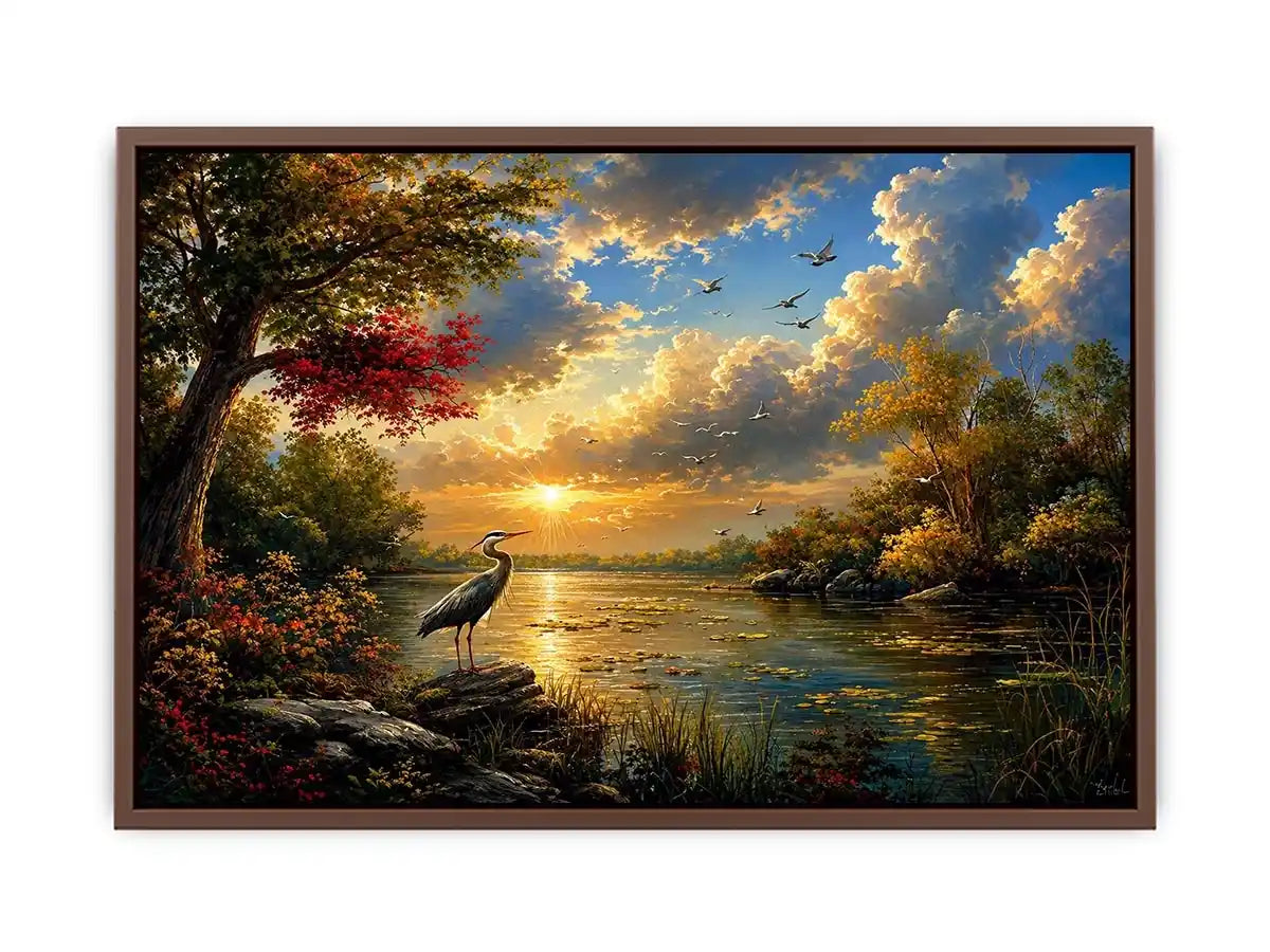 River Landscape Swan Canvas Print