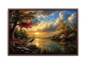 River Landscape Swan Canvas Print