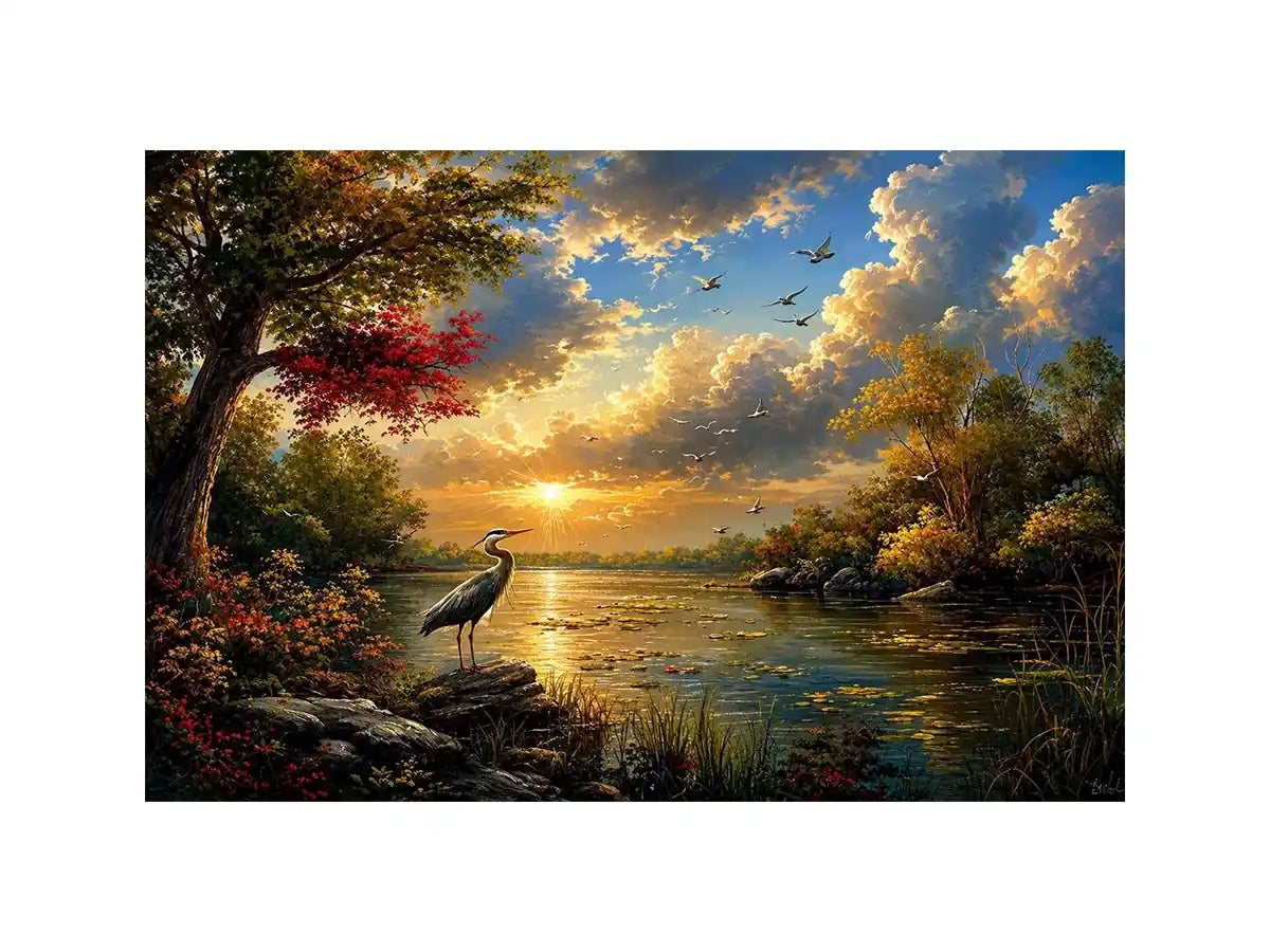 River Landscape Swan Canvas Print