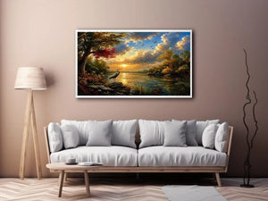 River Landscape Swan Canvas Print