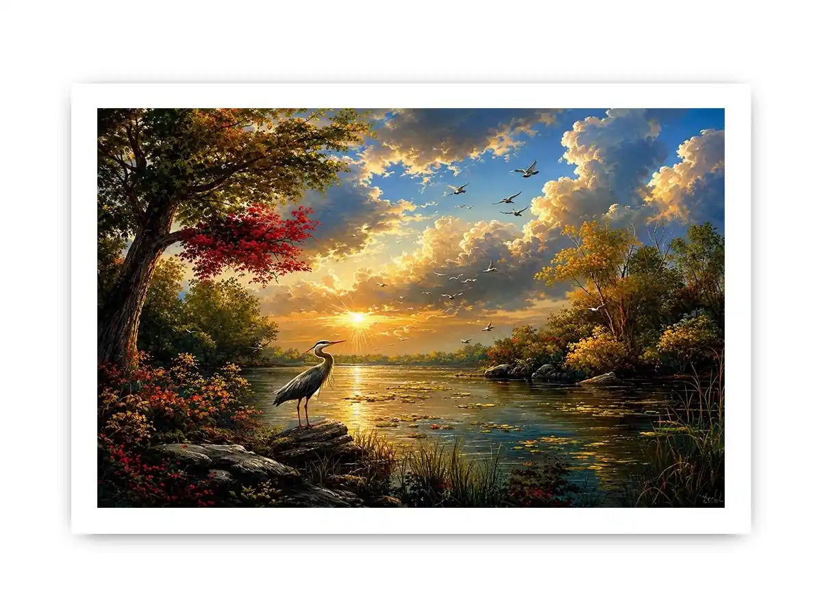 River Landscape Swan Canvas Print