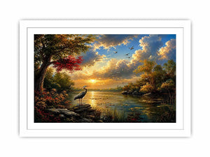 River Landscape Swan Canvas Print