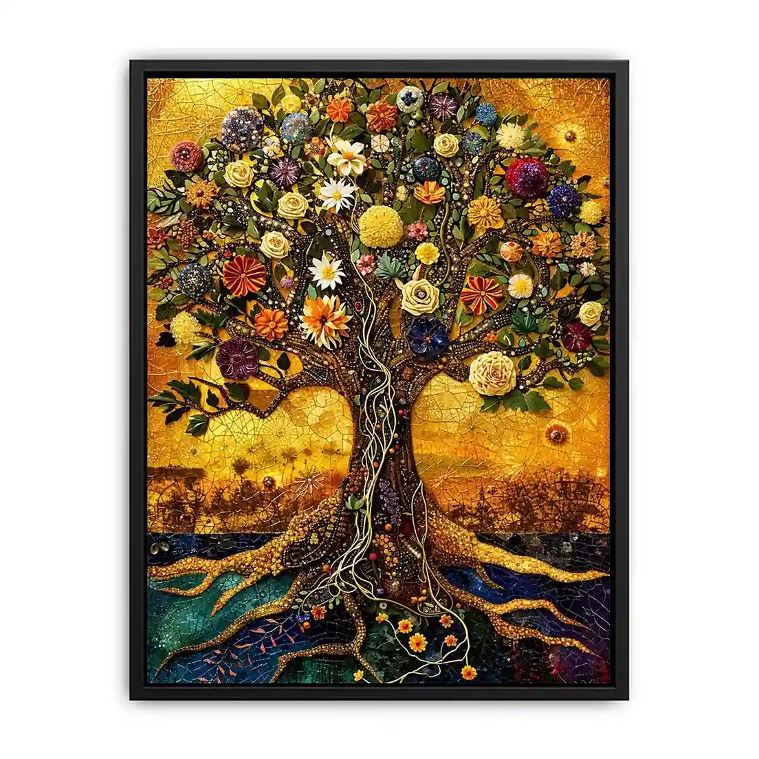 Tree of life mosaic in gold
