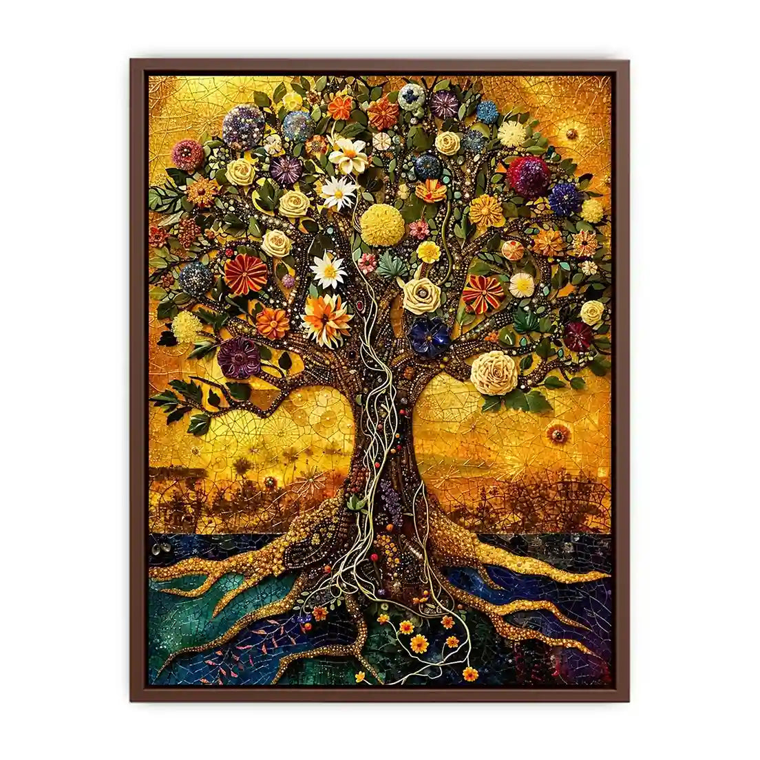 Tree of life mosaic in gold
