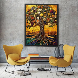 Tree of life mosaic in gold