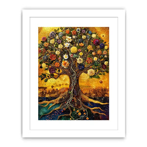 Tree of life mosaic in gold