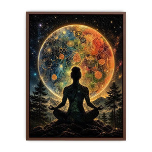 Cosmic meditation under a radiant mandala