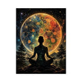 Cosmic meditation under a radiant mandala