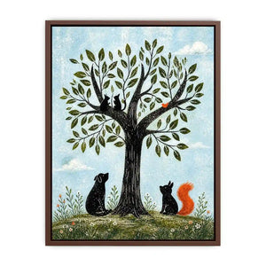 Whimsical woodland companions under a tree