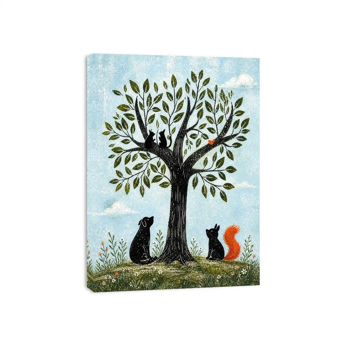 Whimsical woodland companions under a tree