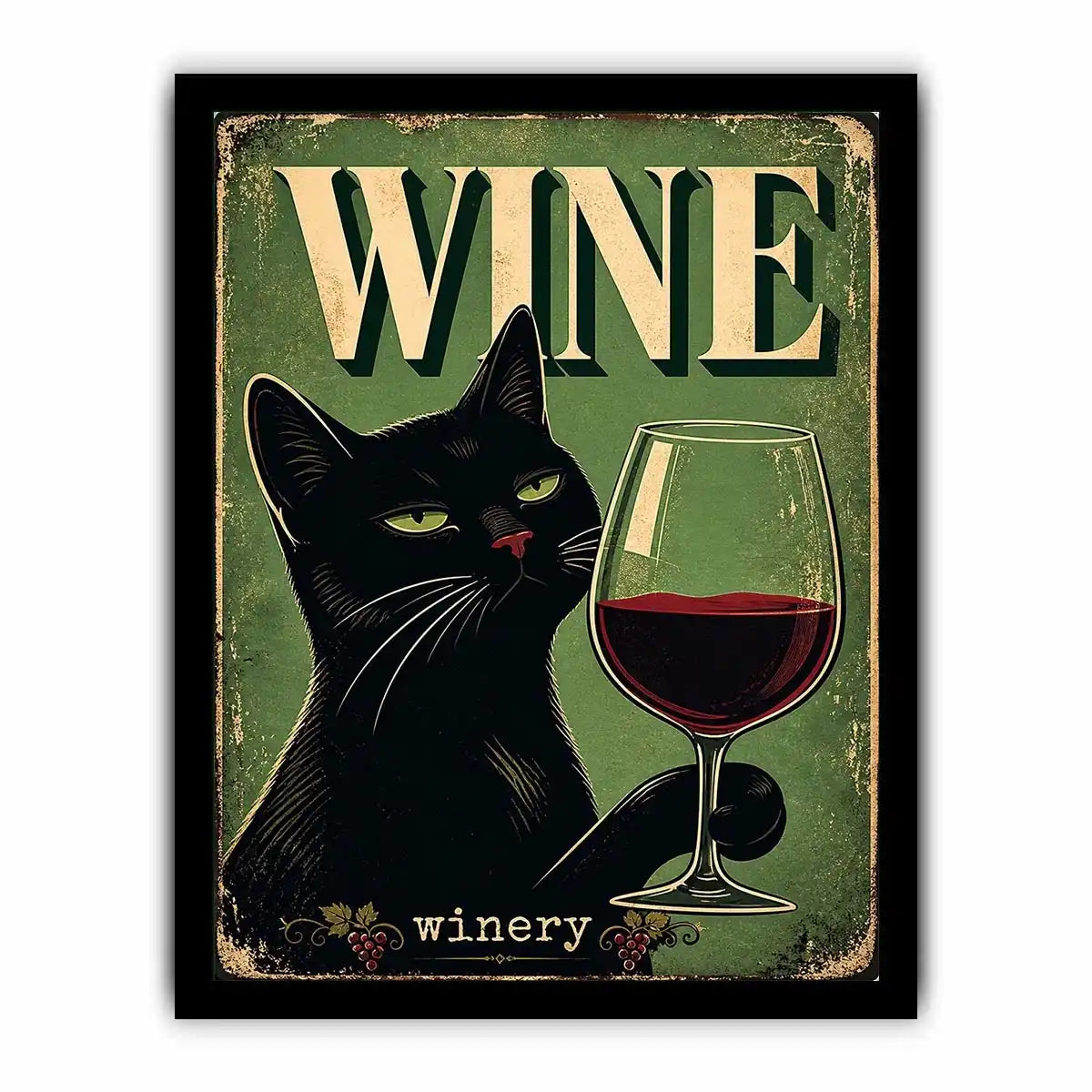 Sophisticated cat and wine design