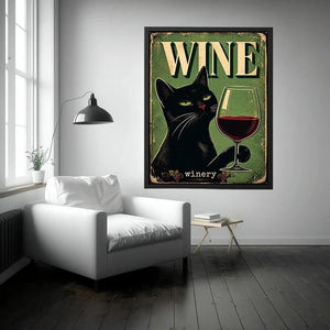 Sophisticated cat and wine design