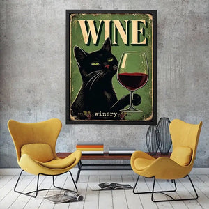 Sophisticated cat and wine design