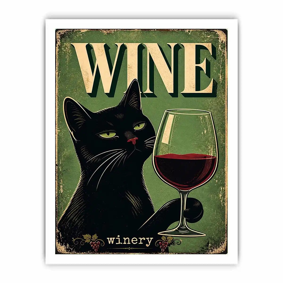 Sophisticated cat and wine design