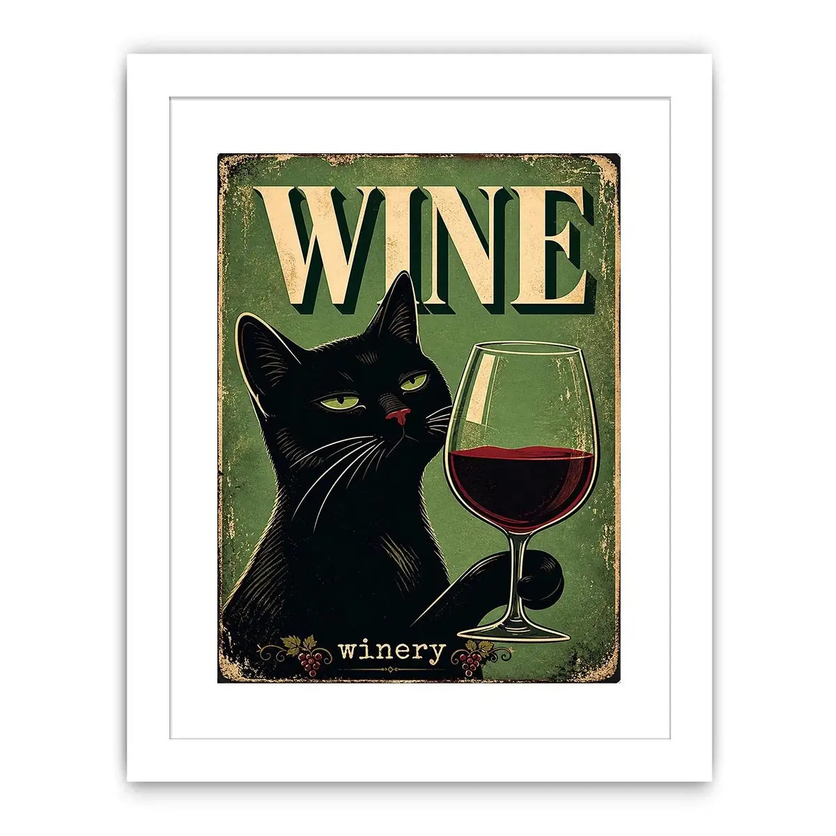 Sophisticated cat and wine design