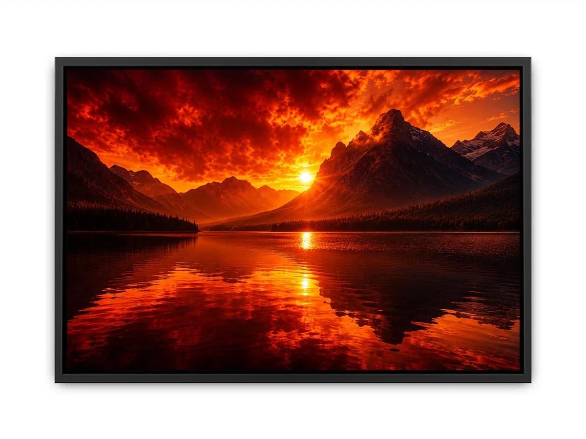 Fire in Lake Canvas Print