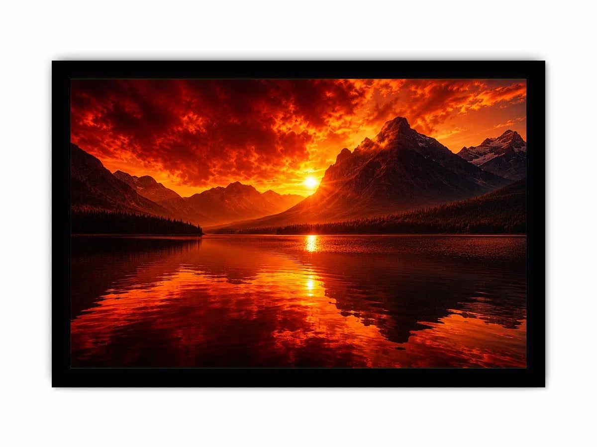Fire in Lake Canvas Print