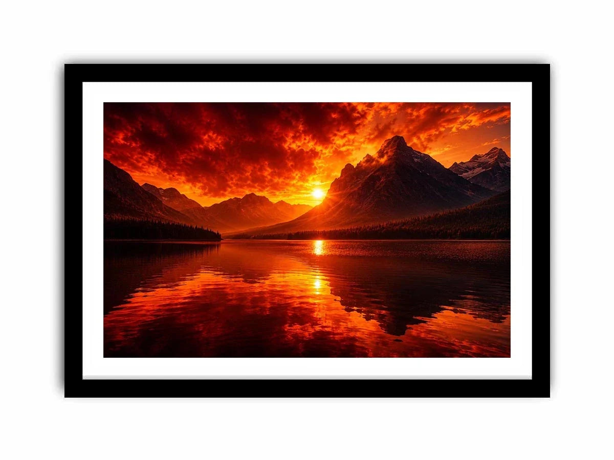 Fire in Lake Canvas Print