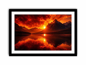 Fire in Lake Canvas Print