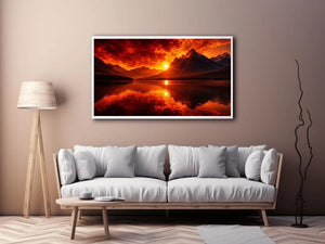 Fire in Lake Canvas Print