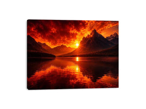 Fire in Lake Canvas Print