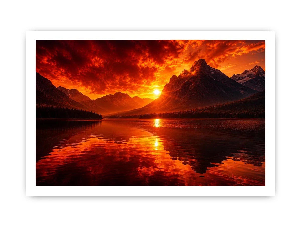 Fire in Lake Canvas Print
