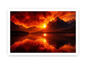 Fire in Lake Canvas Print