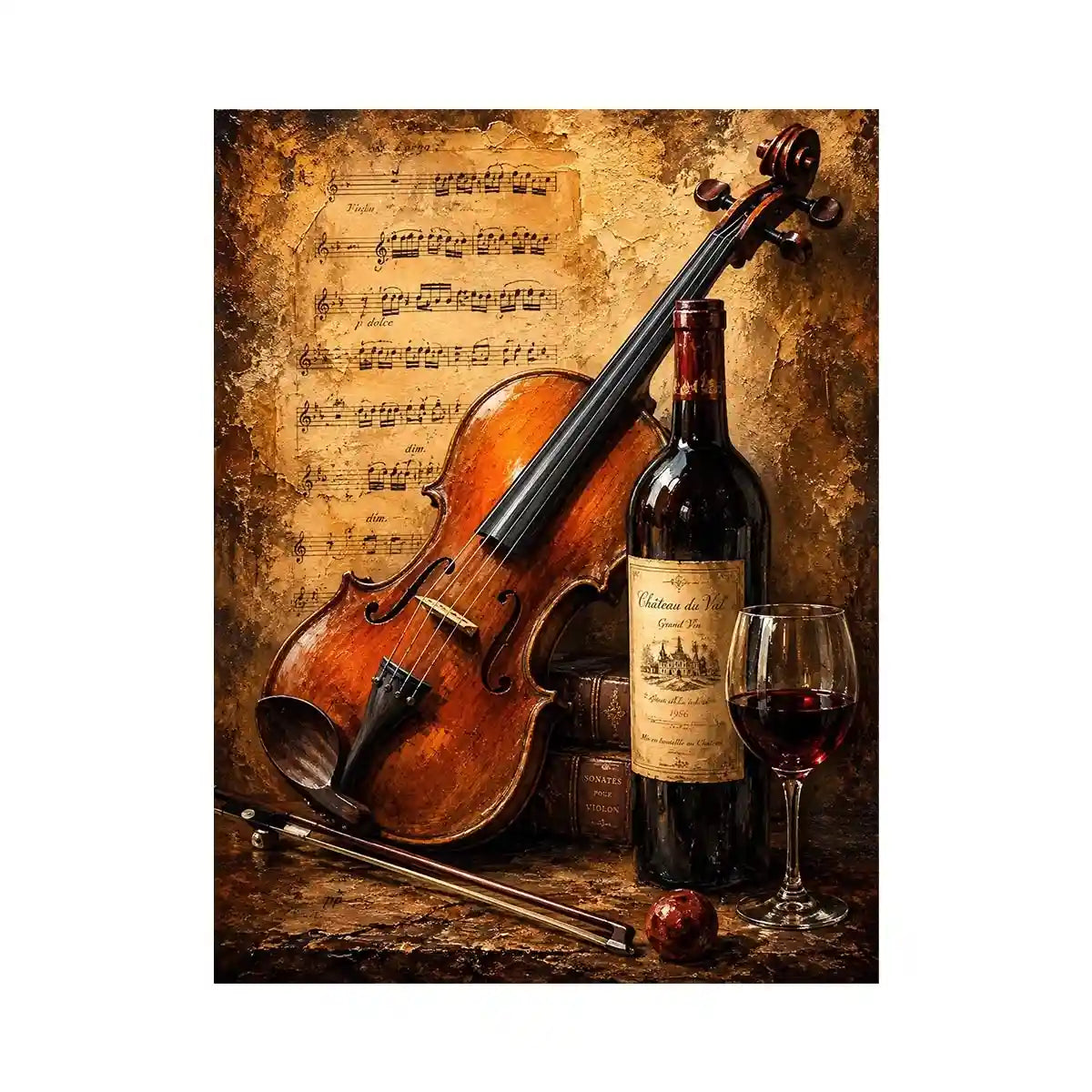 Wine and Guitar Canvas Print