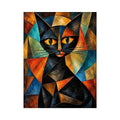 Abstract cubist black cat wall art