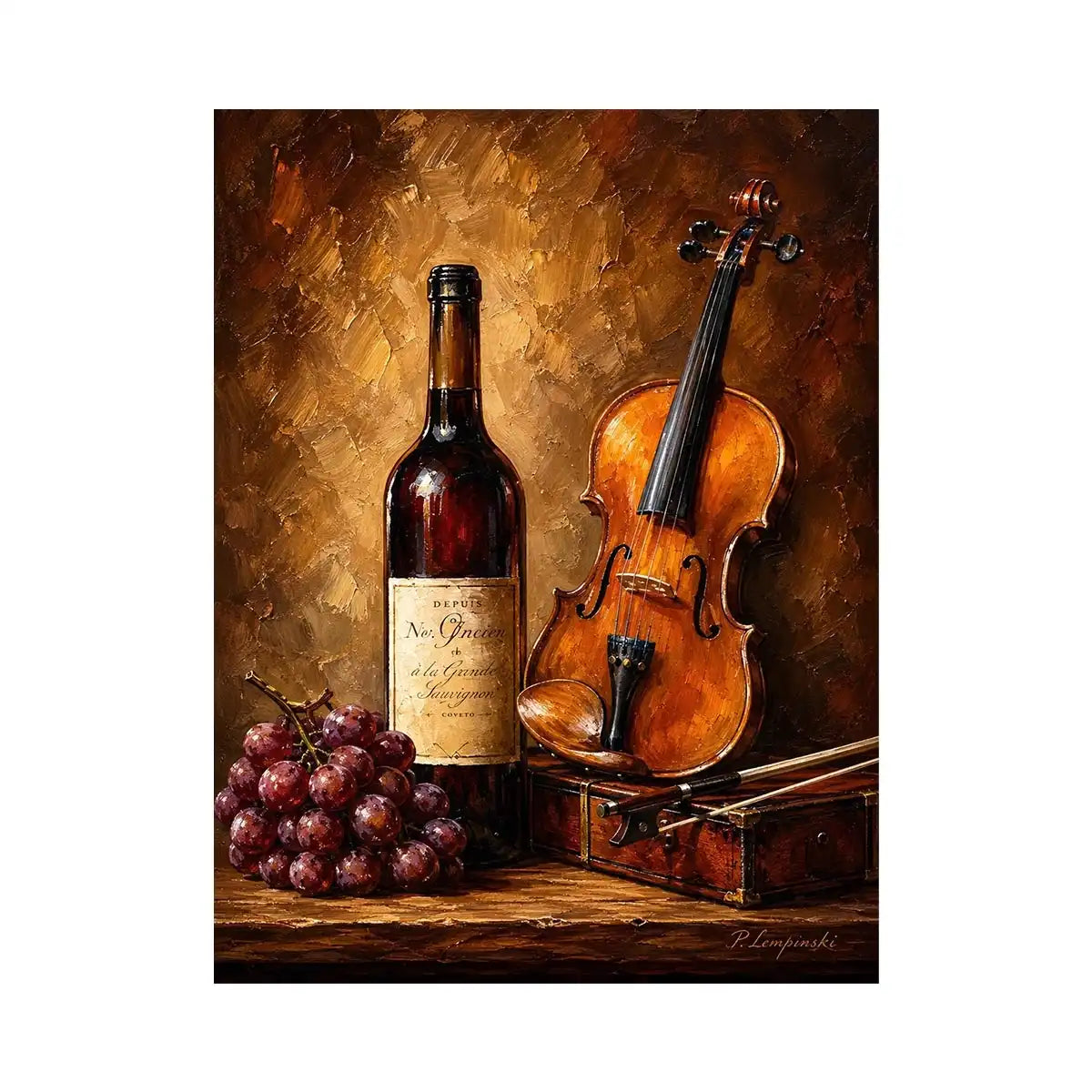 Wine and Guitar Canvas Print