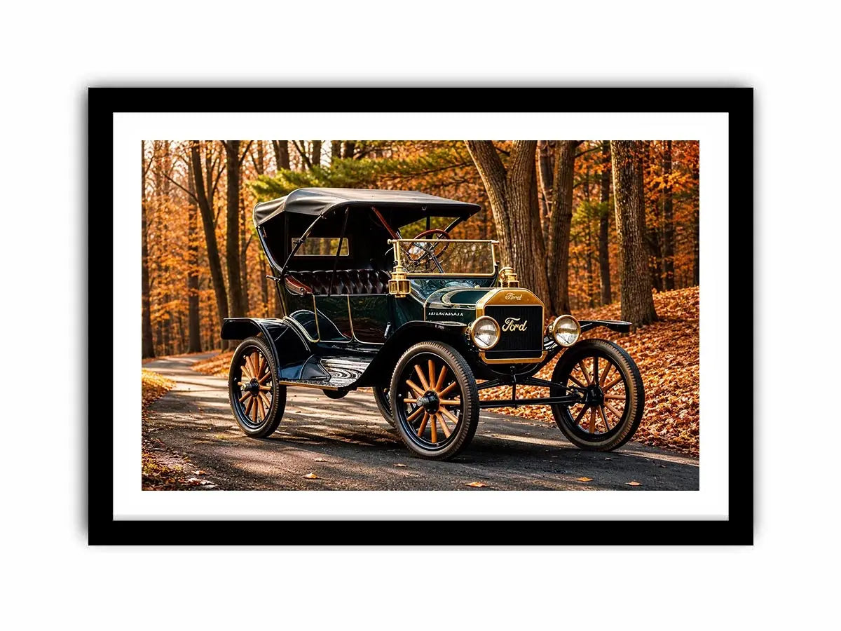 Vintage Ford in autumn forest setting
