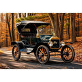 Vintage Ford in autumn forest setting