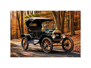 Vintage Ford in autumn forest setting
