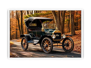 Vintage Ford in autumn forest setting